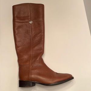 Tory Burch Brown Leather Knee-High Riding Boots
